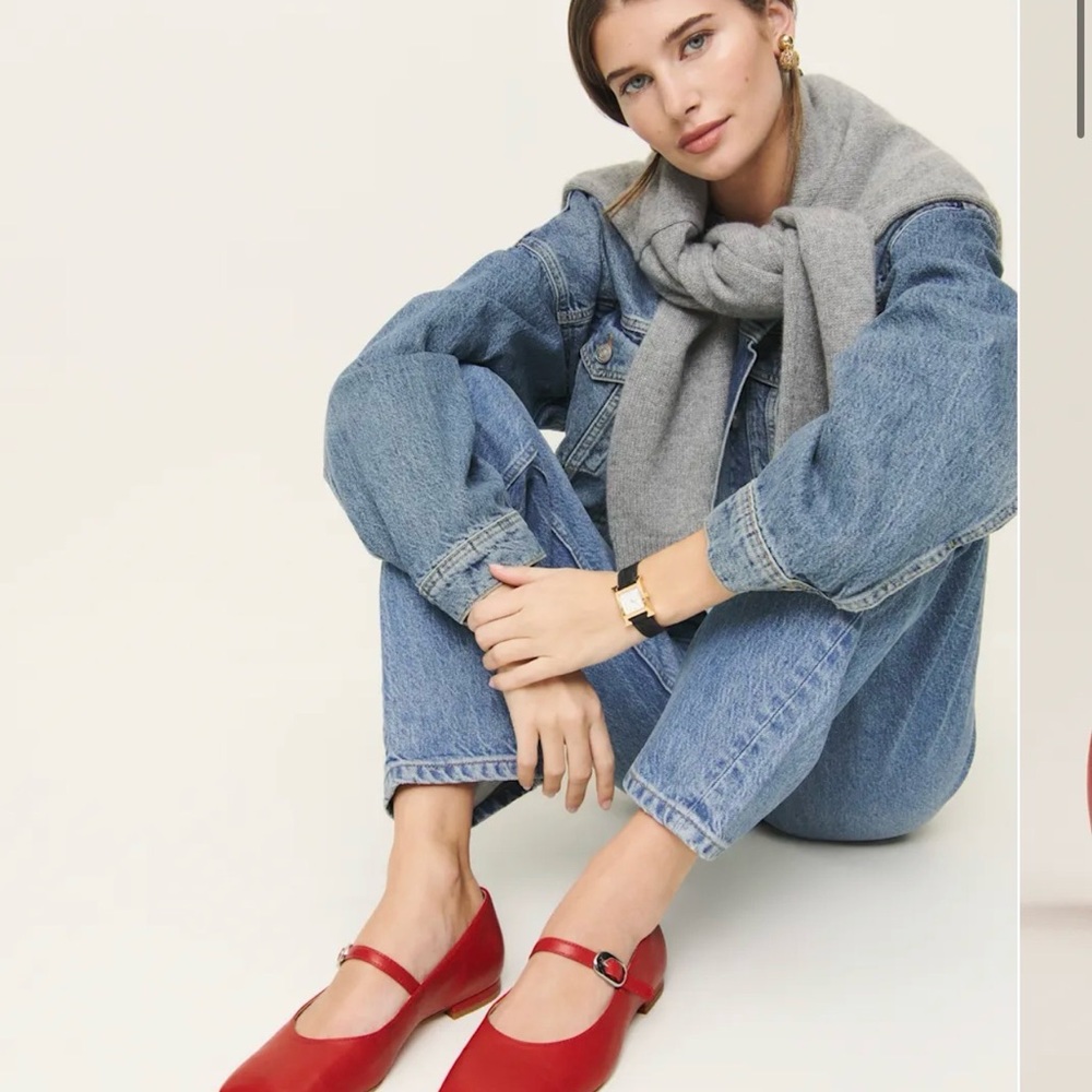 Reformation Red Mary Jane Flats - Picture 2 of 3